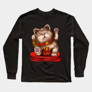 Cute Maneki-neko cat Long Sleeve T-Shirt